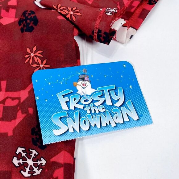 Frosty The Snowman Womens Scrub Top S Red Christmas Pediatrics Nurse Uniform NEW - Picture 9 of 9